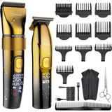Merkloos Haartrimmer - Tondeuse en T-blade trimmer - Draadloos - 5 opzetkammen - Goud