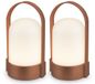 B.K.Licht Asa - Set van 2 Oplaadbare Tafellampen - snoerloze lamp - dimbaar - kampeerlamp - tentlamp - 50 Lm - voor binnen en buiten - 9 x 8 x 15,5 cm - bruin