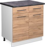 Vicco Fame-Line Meuble bas de cuisine – 80 cm, WB Anthracite Chêne doré