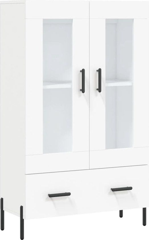 vidaXL Hoge kast bewerkt hout wit
