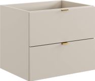 Meuble bas pour lavabo, 60 cm, cachemire mat, 2 tiroirs, fermeture douce