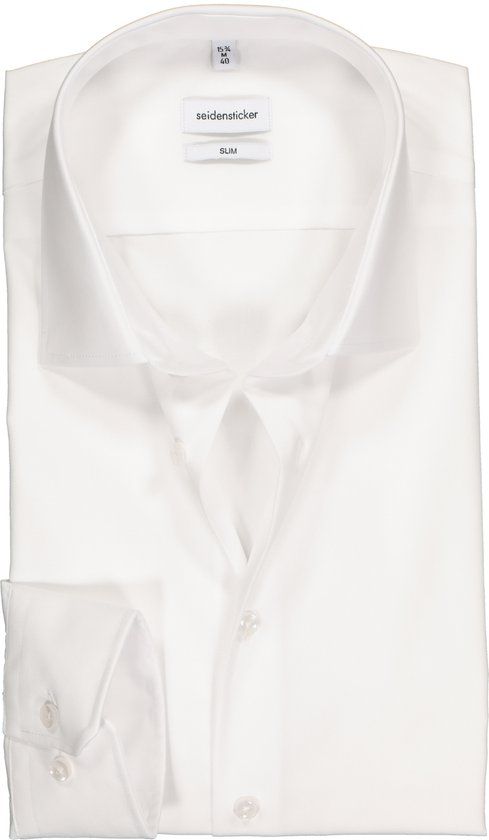 Seidensticker Slim Fit Overhemd - Wit - Katoen - Maat 38