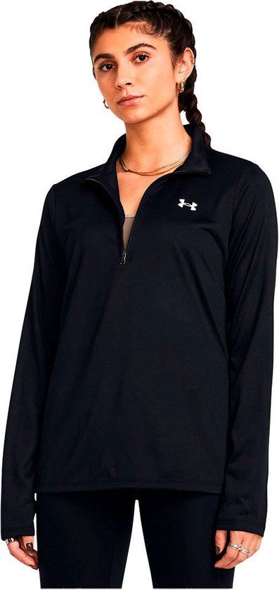 Under Armour Tech 1/2 Zip- Solid-BLK Dames Sporttrui - Zwart - Wit