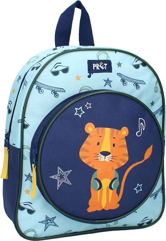 Prêt Stay Silly Rugzak Blauw Kinderen Polyester Ritssluiting Fleshouder 8.2L