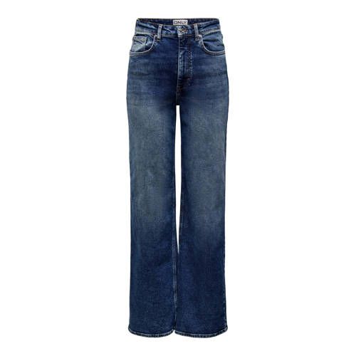 ONLY high waist wide leg jeans ONLJUICY medium blue denim