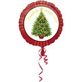 Amscan 3286501 - standaard folieballon vrolijke Kerstmis, diameter 43 cm, kerstboom, kerstboom, heliumballon, party, decoratie, kerstmis