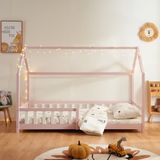 en.casa Kinderbed Hesel huisbed met uitvalbeveiliging 90x200 cm roze