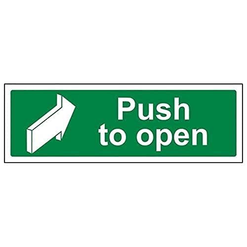 VSafety Push To Open Door Sign - 300mm x 100mm - Self-Adhesive Vinyl