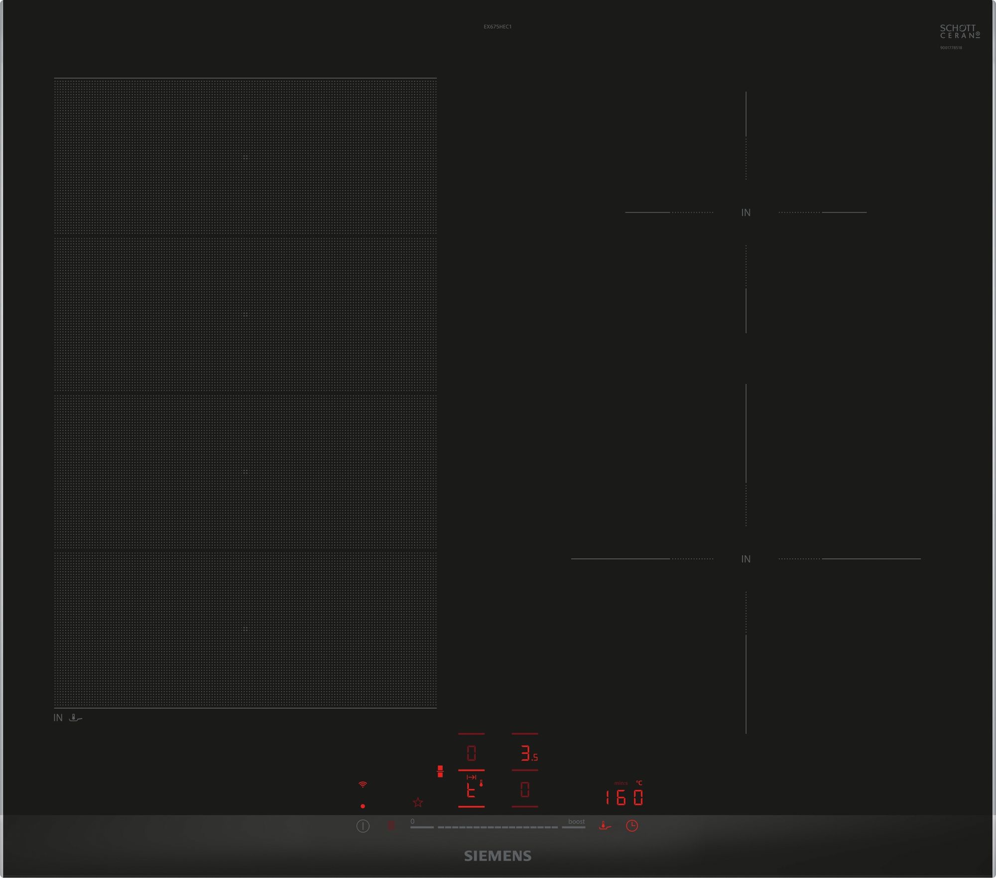 Siemens iQ700 EX675HEC1E - 60cm Induction Cooktop - Black - 4 Zones