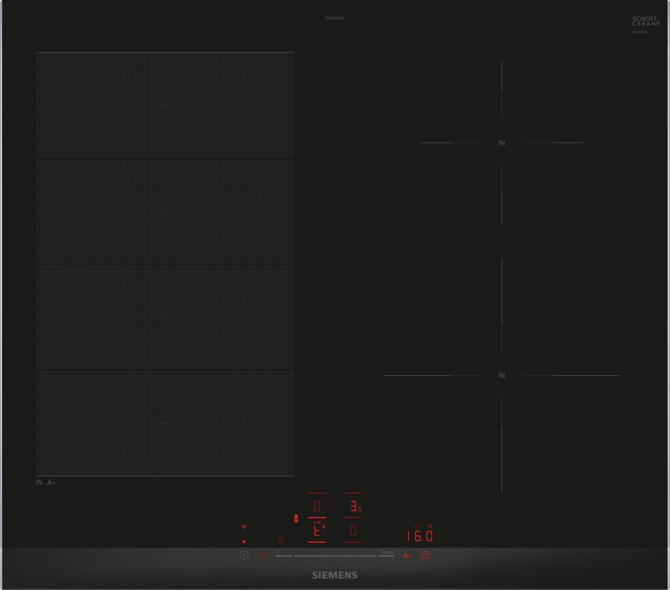 Siemens iQ700 EX675HEC1E - 60cm Induction Cooktop - Black - 4 Zones
