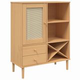 VidaXL Hoge kast SENJA - 90x40x112 cm - Rattan look - Grenenhout - Bruin