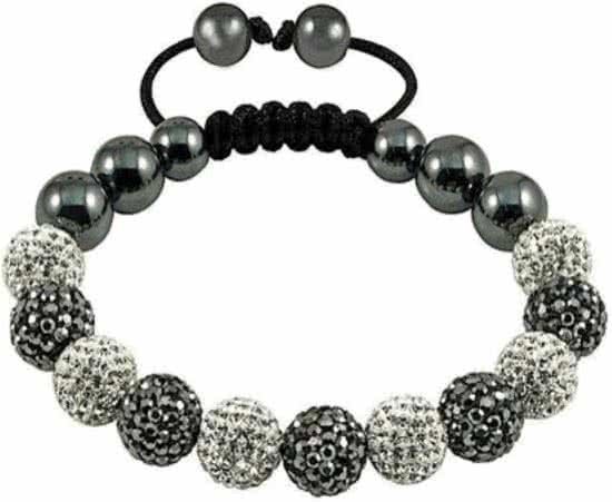 Fako Bijoux® - Armband - Disco Dots - Deluxe - Grijs/Wit