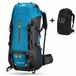 CarryQuest® - Sac à dos d'alpinisme 70L - Sac à dos de randonnée en nylon imperméable avec housse de pluie, ventilation dorsale, bretelles réglables et sac de voyage de camping en plein air - 35x26x69 cm - Bleu