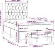 vidaXL Boxspringbed met matras, fluweel, lichtgrijs, 120x190 cm