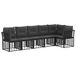 vidaXL Ensemble de banc de jardin 6 pièces noir poly rotin