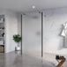 FortiFura Galeria Vrijstaande Inloopdouche - 110x200cm - mat glas - antikalk - 8mm veiligheidsglas - 2 zijwanden - 30cm - mat zwart