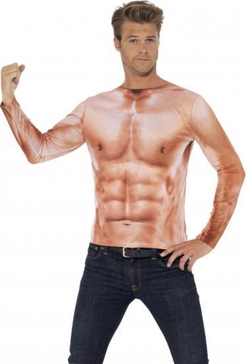 Smiffys Gespierde man T-shirt voor heren 52-54 (l) - Beige - Synthetisch