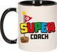 Bellatio Decorations Cadeau koffie/thee mok voor coach/mentor - zwart - super coach - 300 ml