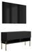 3xE living meuble TV noir mat avec façade nervurée et pieds dorés