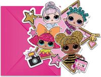 Procos - Lol Glitterati Uitnodigingen - Roze - 6 stuks met envelop