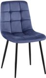 CLP Antibes Eetkamerstoel - Zonder armleuning - Velvet - Fluweel/blauw