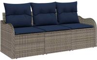 vidaXL Tuinbank Set 3-delig Grijs Polyrattan