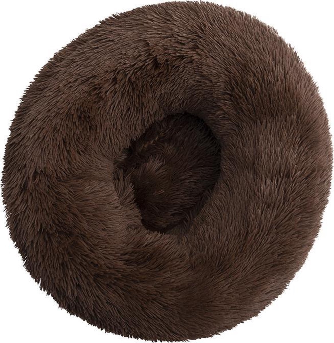 BEESSIES BEESSIES® donut hondenmand/kattenmand 50 cm - wasbare hoes - donkerbruin - huisdierbed hond kat mand donkerbruin