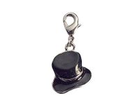 INNSPIRO NICE CHARMS metalen hanger hoed zwart met karabijnhaak 17x19mm 25u, 9x20mm.