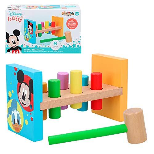 Disney WOOMAX - Juego martillo y bloques de madera baby (ColorBaby 48707)