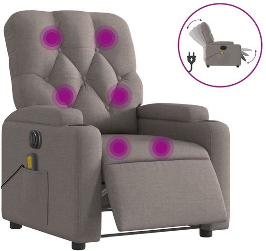 vidaXL Massagestoel elektrisch verstelbaar stof taupe