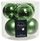 Decoris Kerstballen - 12x st - groen - 8 cm - glas