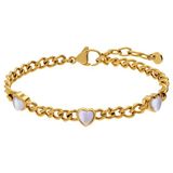 Lucardi - Dames Stalen goldplated armband hart kristal voor dames - Armband - Staal - Goudkleurig - 19.50 cm