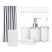 Amazon Basics Badkamer Accessoireset: Douchegordijn met Haken, Memory Foam Badmat, Zeepdispenser, Zeepbakje, Tandenborstelhouder & Beker, Wit