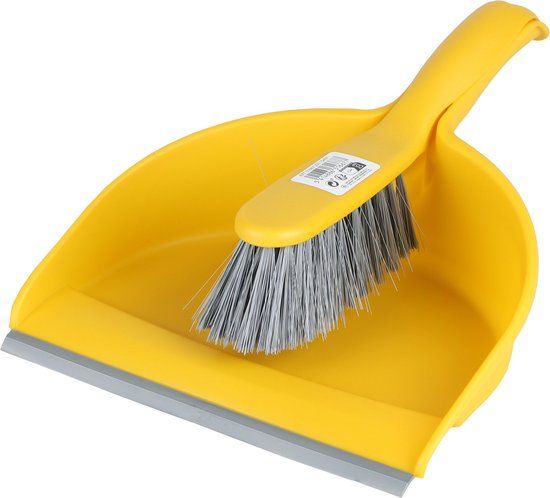 Urban Living Stoffer en blik set - geel - kunststof - 32 x 22 cm