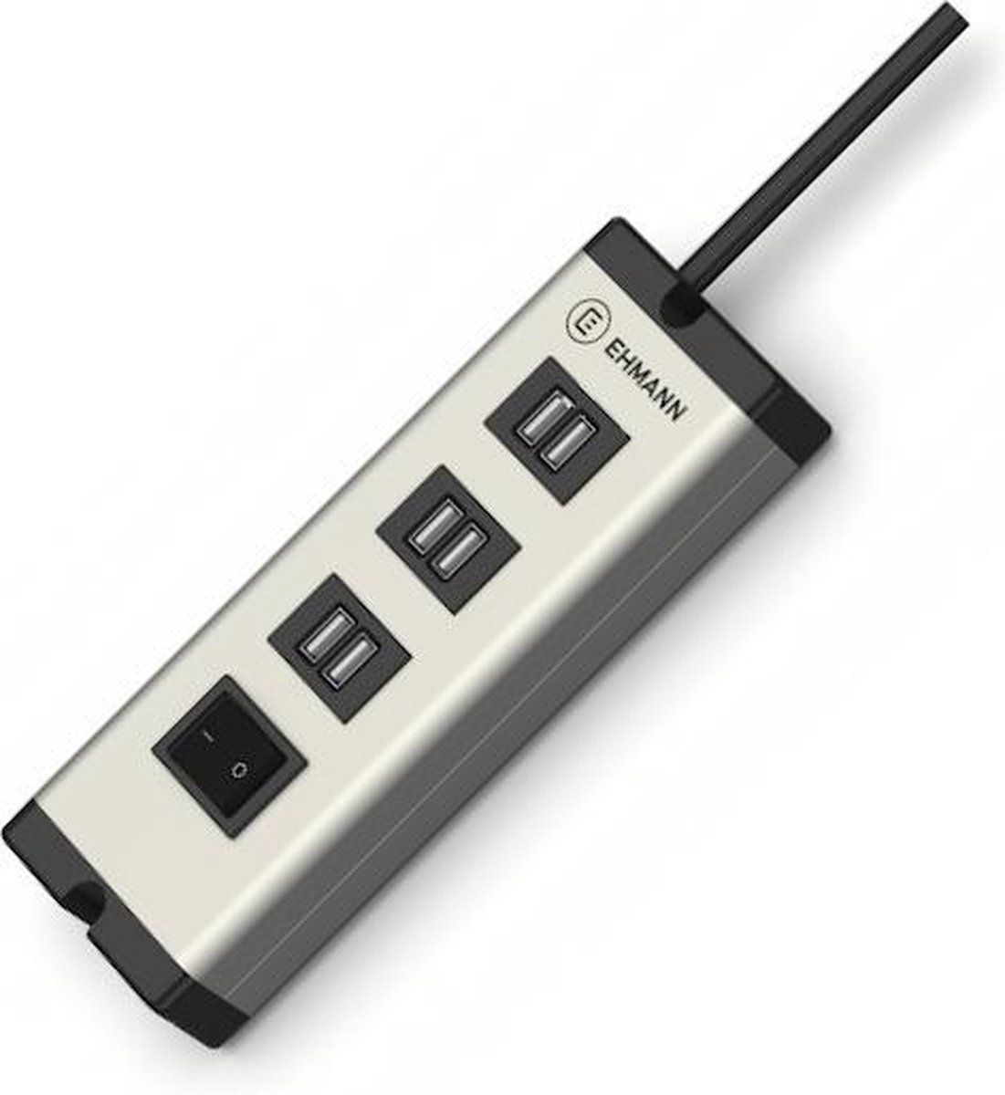 EHMANN 6-voudige USB-charger Aluminium met schakelaar - 4012096007432