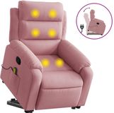 vidaXL Sta-op-massagestoel verstelbaar fluweel roze