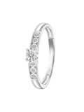 Lucardi Dames ring met 7 diamanten (0,05ct) - Ring - Cadeau - 14 Karaat Goud - Witgoud