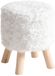 Atmosphera Bijzet krukje / zit krukje Teddy - houten pootjes - fluffy stof - wit - D30 x H39 cm - poefje