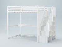 Vente-unique lit mezzanine bois blanc 140 x 190 cm