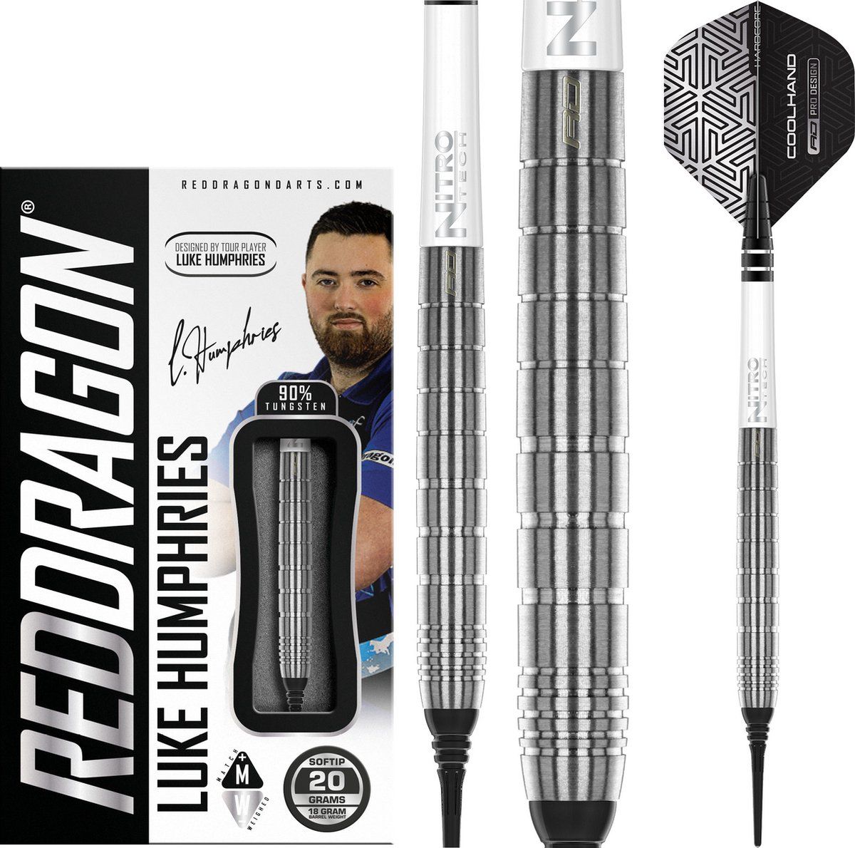 Red Dragon Luke Humphries TX1 90% Soft Tip Dartpijlen 20 Gram