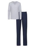 Mey Heren pyjama Dry Cotton blauw / grijs XXL