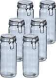 Zeller Voorraadpotten/bewaarpotten - 10x - 1L - Glas - Lichtgrijs - Beugeldeksel - Luchtdicht