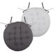 Stof Textile coussin de siège rond - gris clair/foncé - 2 faces - 38 cm - fermeture à cordons