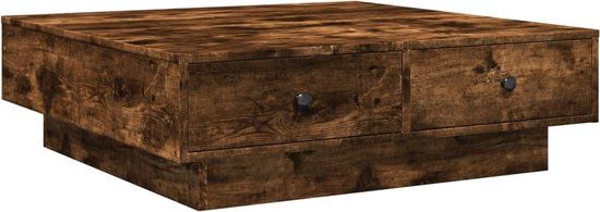 vidaXL Salontafel 90x90x28 cm bewerkt hout gerookt eikenkleurig