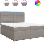 vidaXL Boxspringbed met matras, taupekleurig, 200x200 cm, gestoffeerd