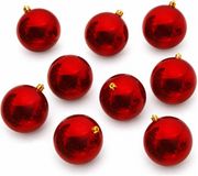 Decoris Kerstbal - 10x - rood - groot - 14 cm - kunststof - glans