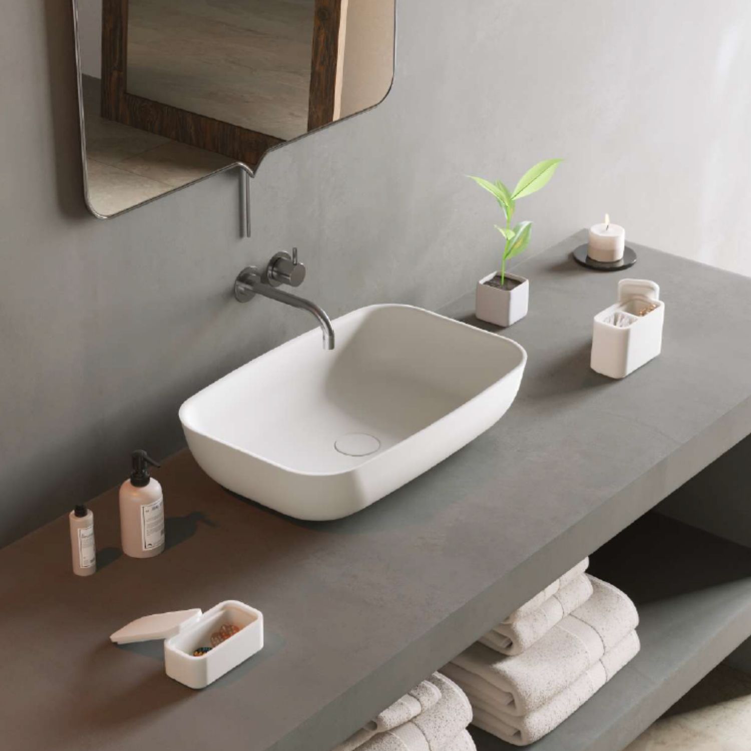 Ideavit Solidpool 55x35x13 cm Opbouw Waskom - Mat Wit