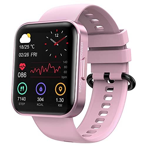 KDFJ Smart horloge, 1,71"3D gebogen volledig touchscreen smartwatch, IP68 waterdichte Bluetooth sport hartslag fitness tracker fitness armband-roze