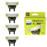 Philips OneBlade Original 360 meskoppen, compatibel met alle OneBlade en Pro elektrische scheerapparaten en trimmers, origineel van Philips, 4x One Blade, 16 maanden levering (QP440/60)