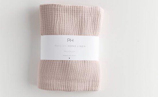 Passion Home Linen Crinkle Plaid - Pink - Cotton - 240cm